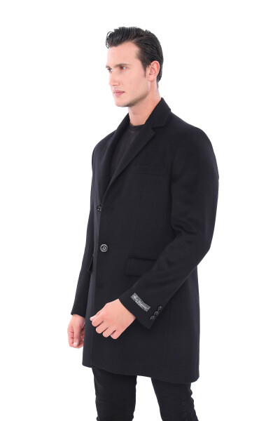 Men's Black Collar Coat - 2