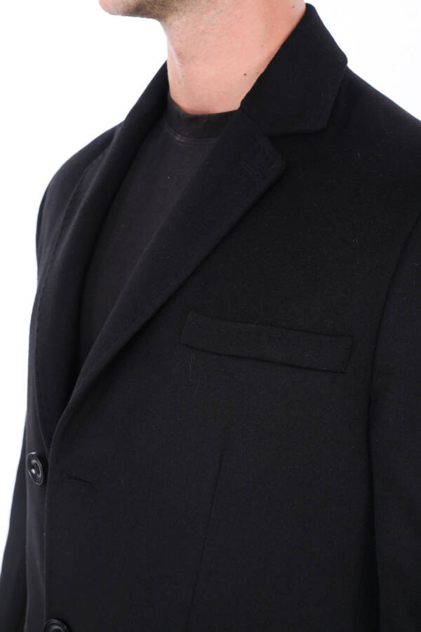 Men's Black Collar Coat - 3