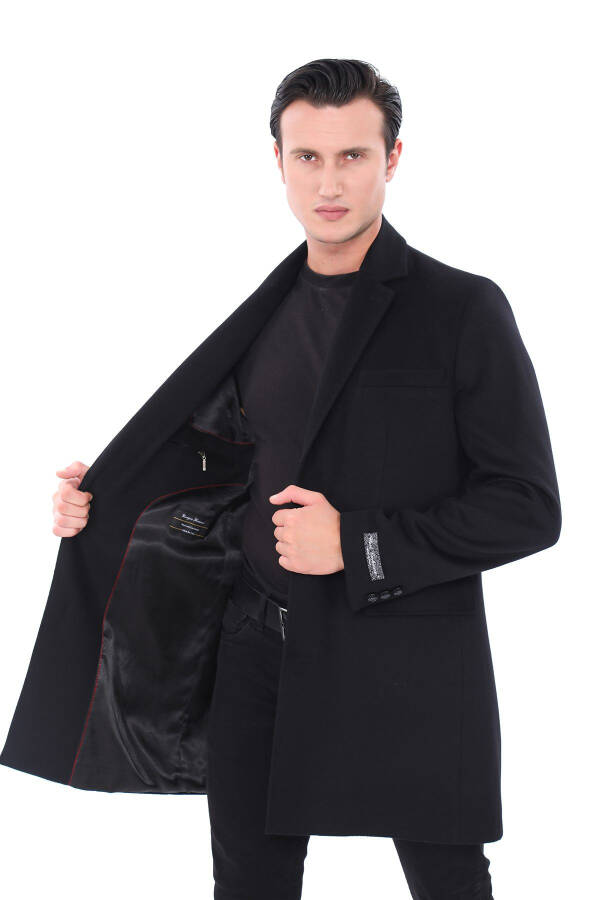 Men's Black Collar Coat - 4