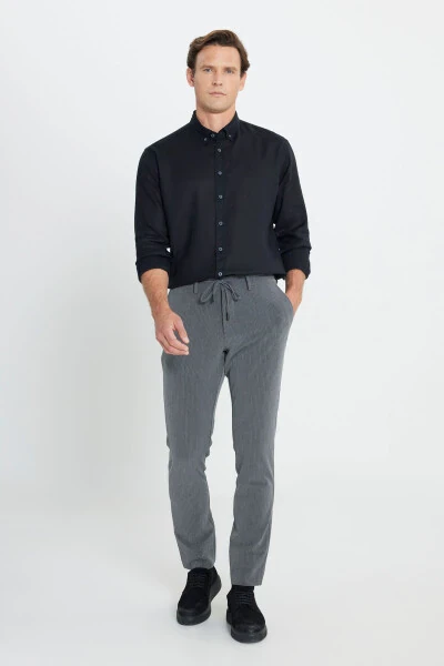 Men's Black Comfort Fit Relaxed Fit 100% Linen Button - 2