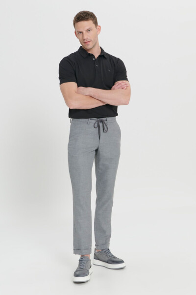 Men's Black Comfort Fit Relaxed Fit Side Pocket Patterned - 3