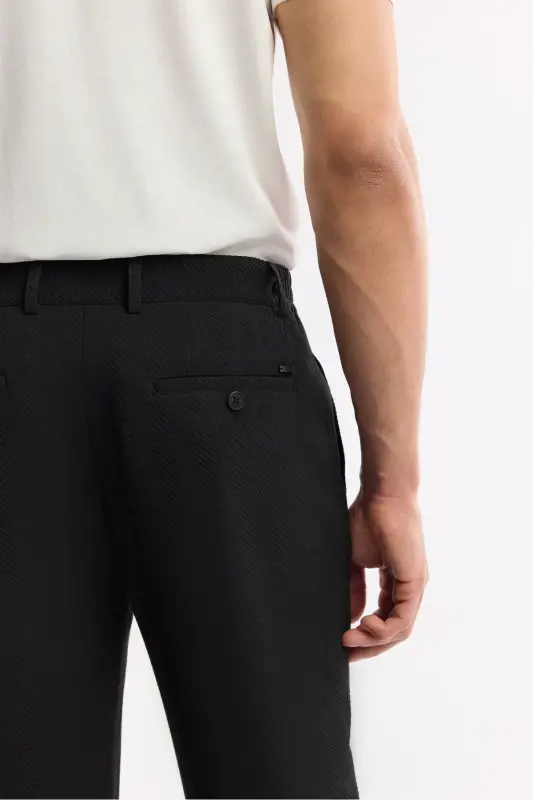 Men's Black Comfort Slim Fit Side Pocket Bi Stretch - 5