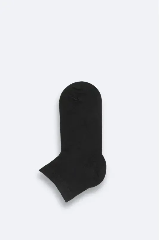 Men's Black Cotton Ankle Socks B008556-Black - 1