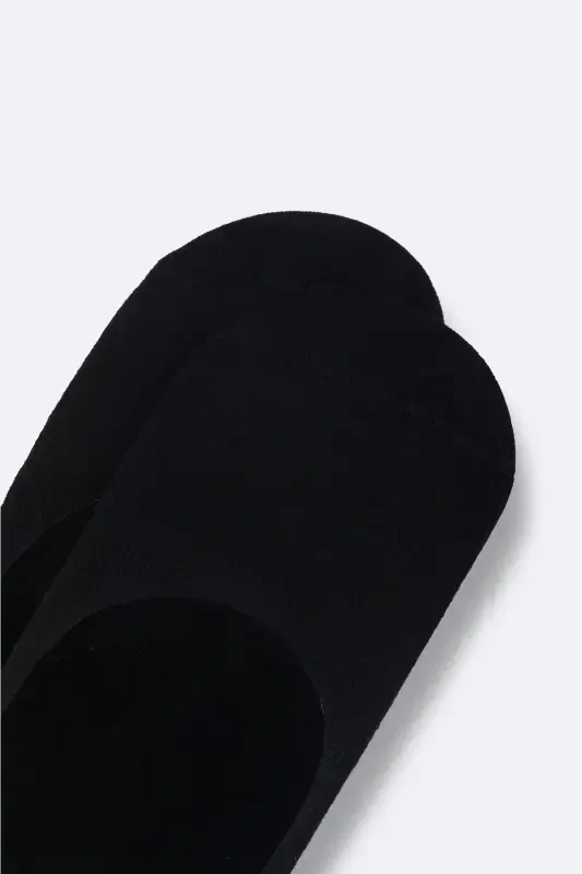 Men's Black Cotton No-Show Socks B008557-Black - 2