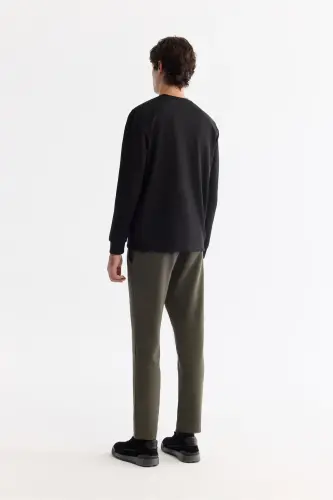 Men's Black Crew Neck Cotton Printed Elastane - 4