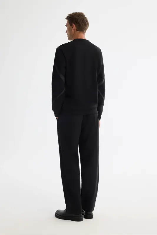 Men's Black Crew Neck Cotton Printed Sweatshirt - 4