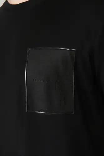 Men's Black Crew Neck Printed Soft Touch Regular Fit T-shirt A41y1010 - 5