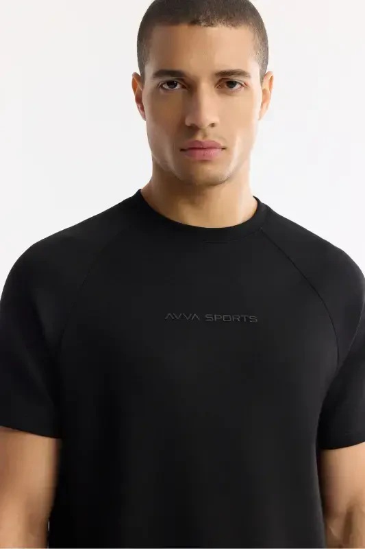Men's Black Crew Neck Printed T-Shirt A41Y1168-Black - 2