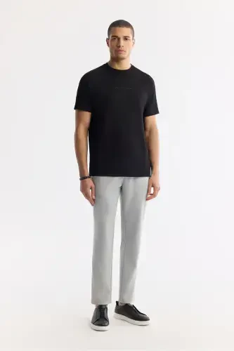 Men's Black Crew Neck Printed T-Shirt A41Y1168-Black - 5