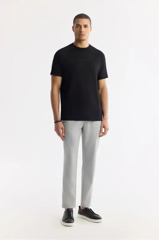 Men's Black Crew Neck Printed T-Shirt A41Y1168-Black - 5