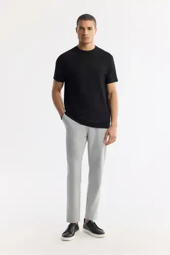 Men's Black Crew Neck Printed T-Shirt A41Y1168-Black - 6