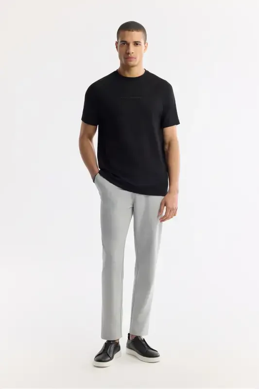 Men's Black Crew Neck Printed T-Shirt A41Y1168-Black - 6