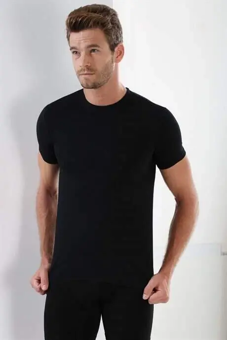 Men's Black Crew Neck T-Shirt 3-Pack 100% Cotton - 4
