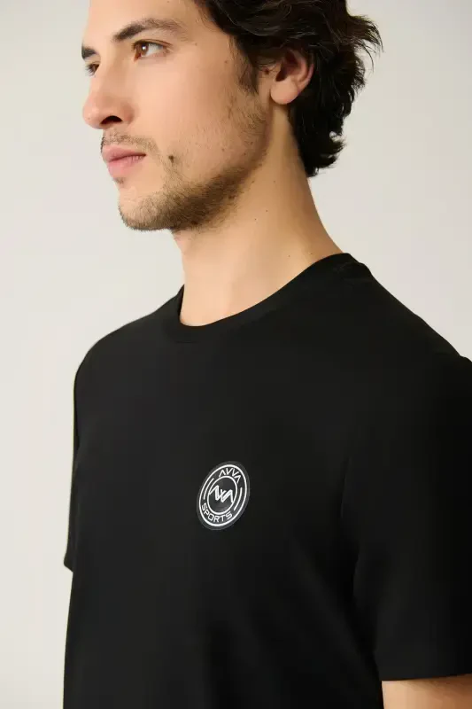 Men's Black Cycling Collar Jersey Fabric Trimmed Regular Fit T-shirt A41y1114 - 2