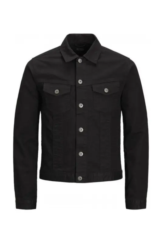 Men's Black Denim Jacket - 1