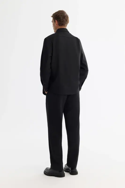 Men's Black Easy Iron Classic Collar Shirt - 5