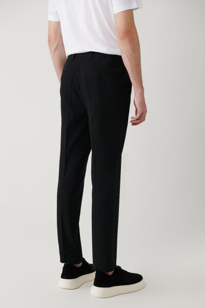 Men's Black Elastic Waistband Slim Fit Trousers with Stretch Fabric and Armor A41y3200 - 5