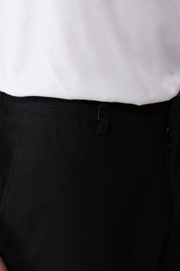 Men's Black Elastic Waistband Slim Fit Trousers with Stretch Fabric and Armor A41y3200 - 6