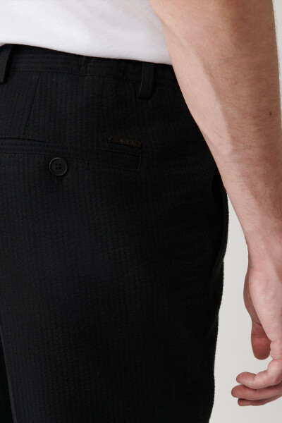 Men's Black Elastic Waistband Slim Fit Trousers with Stretch Fabric and Armor A41y3200 - 7