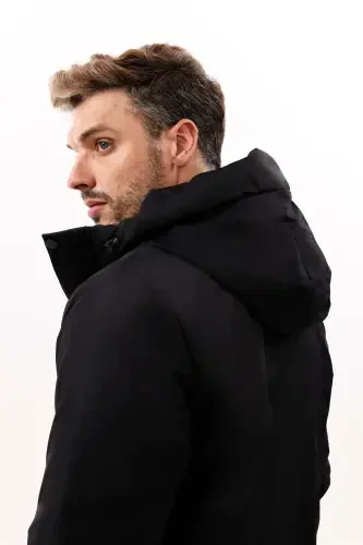 Men's Black Fleece Lined Waterproof Windproof Hooded Winter Jacket & Coat & Parka - 5