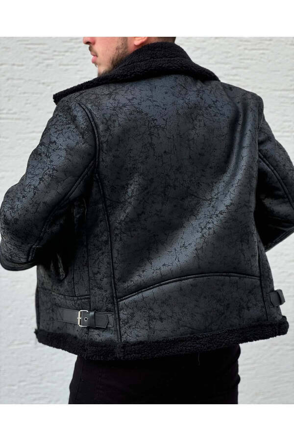 Men's Black Full Fur Lined Napa Leather Jacket - 3