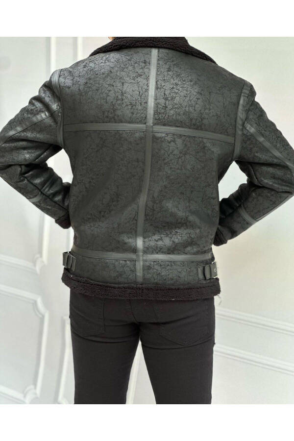 Men's Black Full Fur Lined Napa Leather Jacket - 10