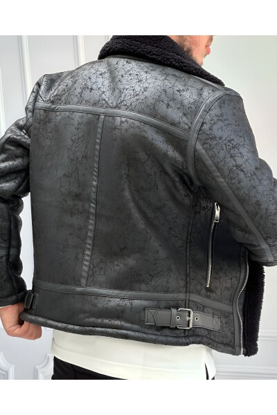 Men's Black Full Fur Lined Napa Leather North Model Jacket - HE BRAND (1)