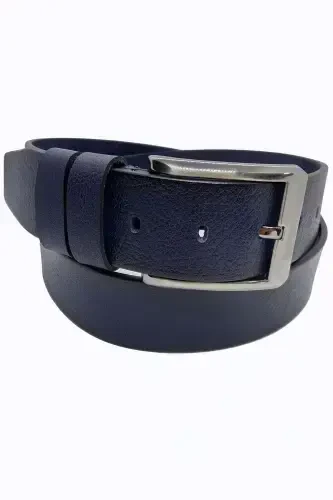 Men's Black Genuine Leather Belt 2-pack - Black Navy Blue - 3
