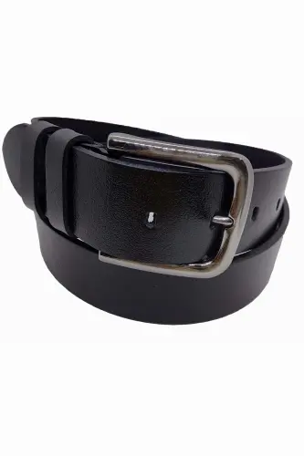 Men's Black Genuine Leather Belt 2-pack - Black Navy Blue - 4