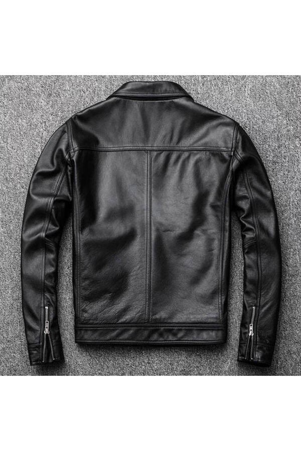 Men's Black Genuine Leather Jacket 112 - 3