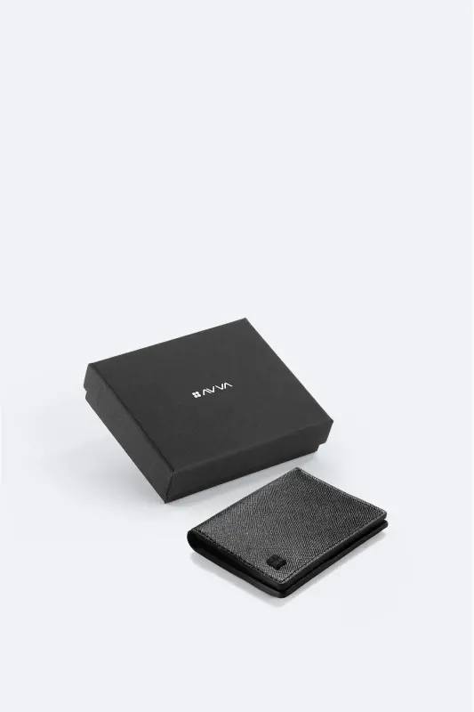 Men's Black Gift Box 100% Leather Wallet B009562 - Black - 1