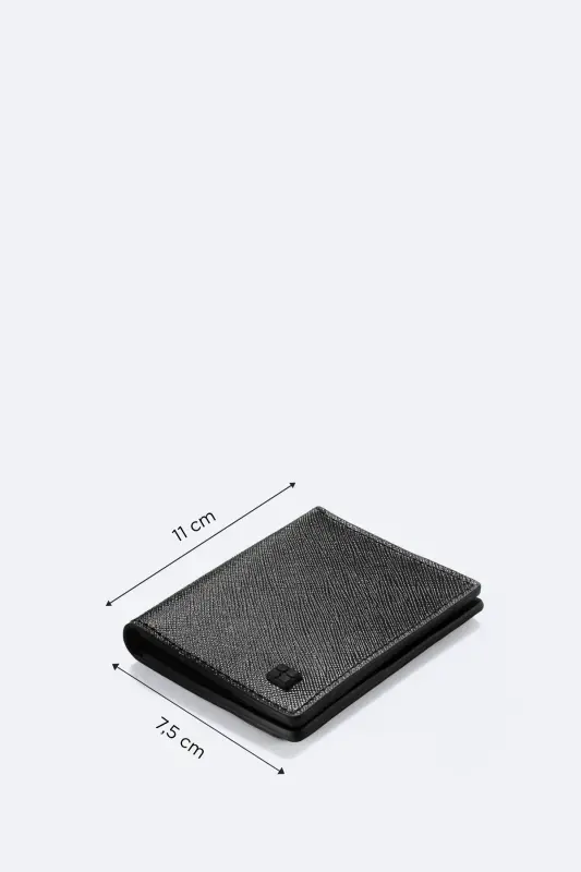 Men's Black Gift Box 100% Leather Wallet B009562 - Black - 2