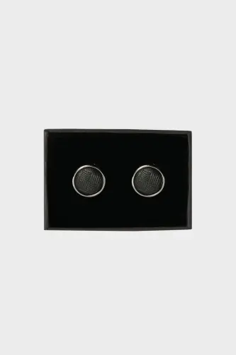 Men's Black-Gray Metal Cufflinks in Special Gift Box - 1
