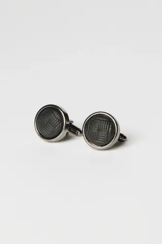 Men's Black-Gray Metal Cufflinks in Special Gift Box - Modazone (1)
