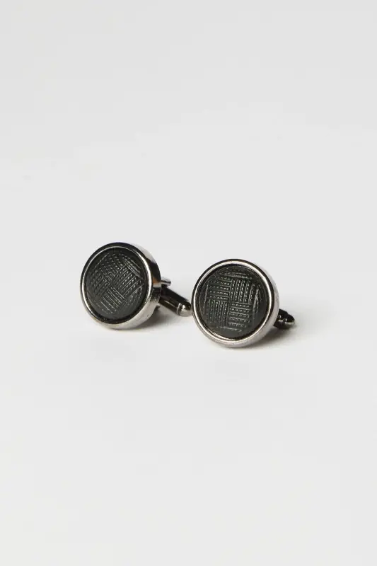 Men's Black-Gray Metal Cufflinks in Special Gift Box - 2