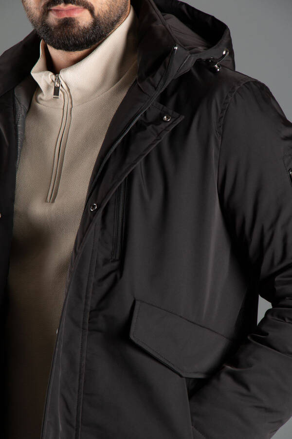 Men's Black Hooded Puffer Jacket - 2