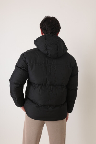 Men's Black Hooded Puffer Jacket - 5