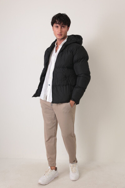 Men's Black Hooded Puffer Jacket - TRANSACOUSTIC (1)