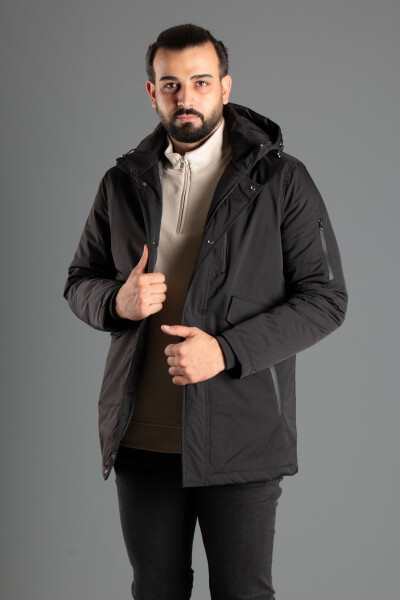 MEN'S BLACK HOODED PUFFER JACKET 5615 - 1