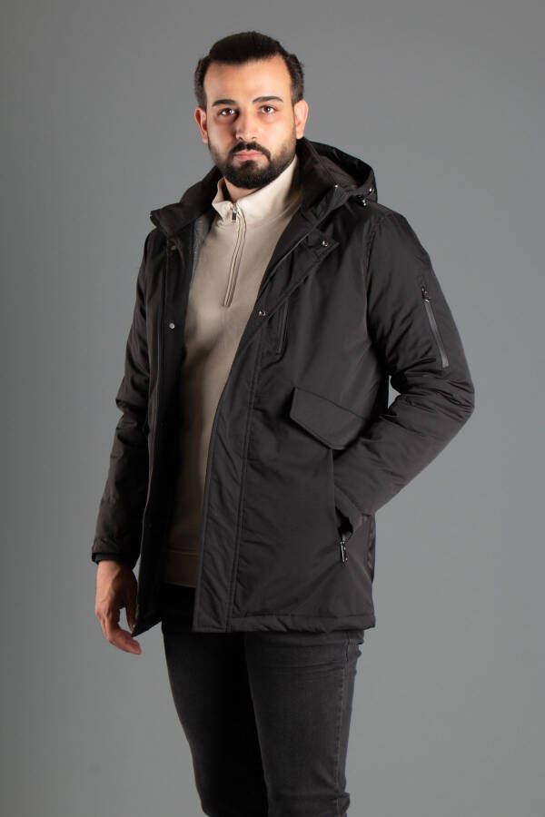 MEN'S BLACK HOODED PUFFER JACKET 5615 - 2