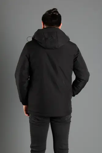 MEN'S BLACK HOODED PUFFER JACKET-BLACK - 7