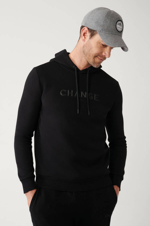 Men's Black Hooded Sweatshirt - 7