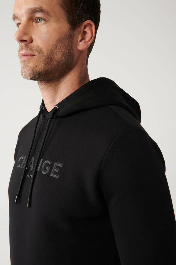 Men's Black Hooded Sweatshirt - 8