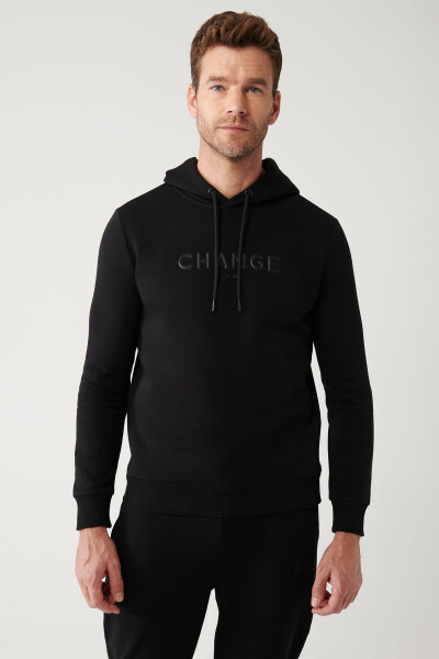 Men's Black Hooded Sweatshirt - 9