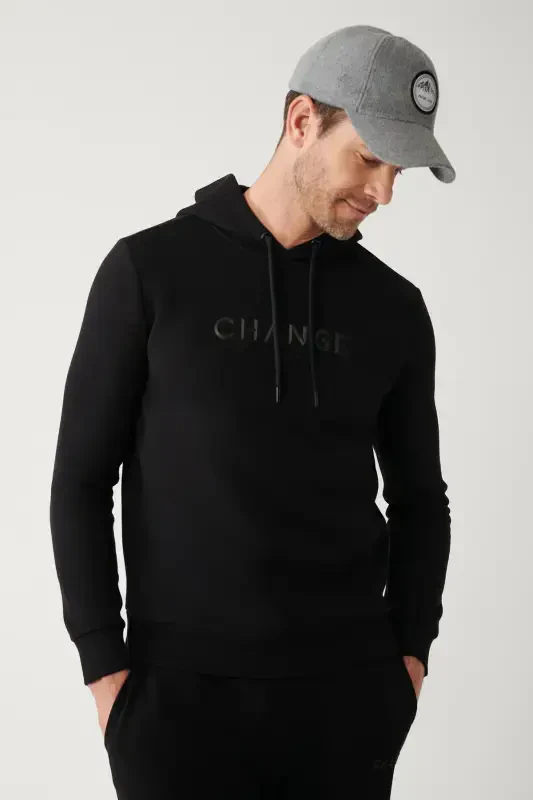 Men's Black Hooded Sweatshirt - AVVA