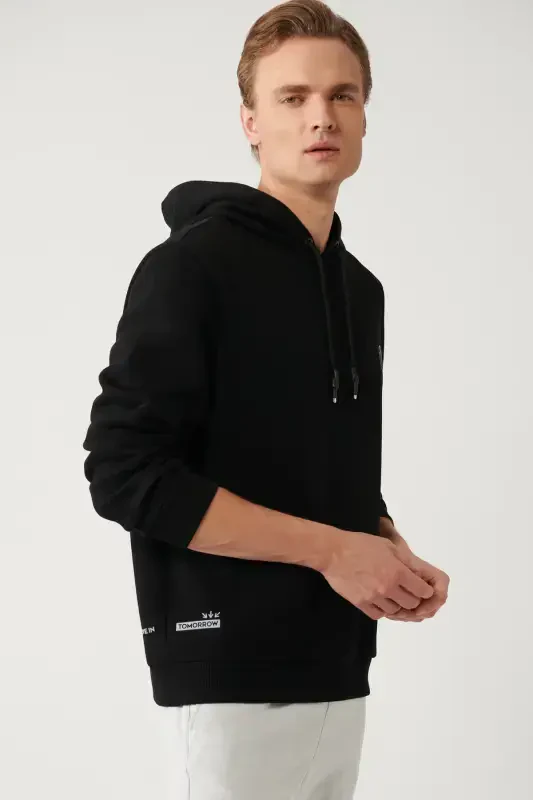 Men's Black Hooded Sweatshirt - AVVA