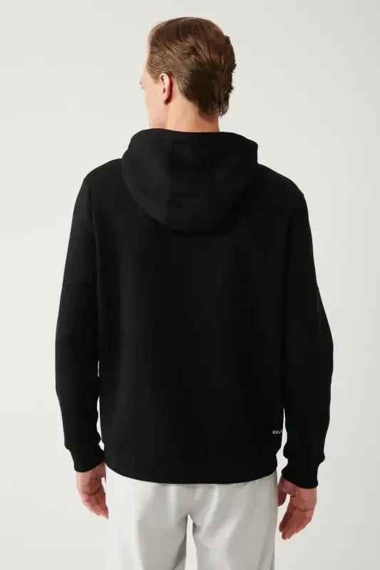 Men's Black Hooded Sweatshirt - 4