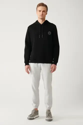 Men's Black Hooded Sweatshirt - 7