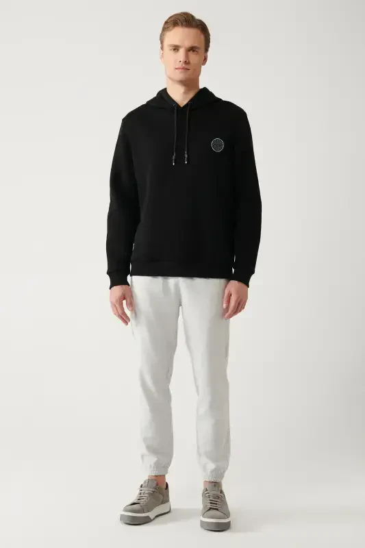 Men's Black Hooded Sweatshirt - 7