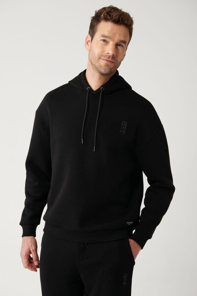 Men's Black Hooded Sweatshirt - 7